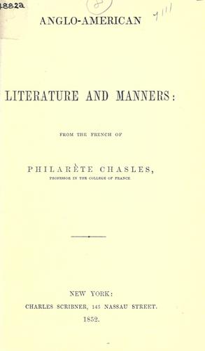 Cover of Anglo-American literature and manners