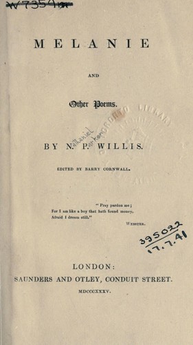 Cover of Melanie, and other poems