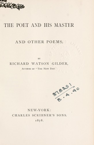 Cover of The poet and his master, and other poems