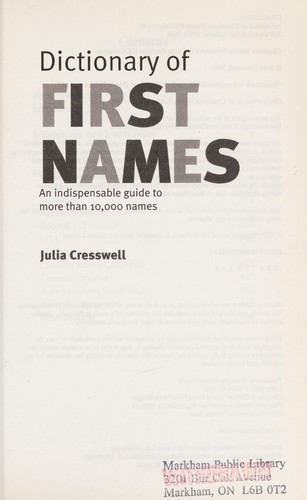 Cover of Dictionary of first names