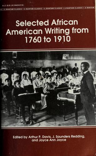 Cover of Selected African American writing from 1760 to 1910