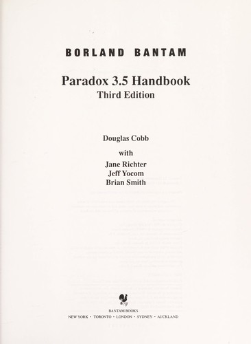Cover of Paradox 3.5 handbook