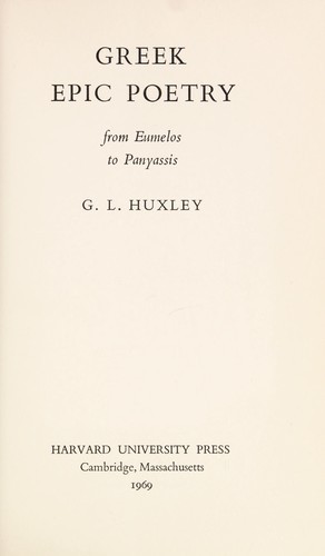 Cover of Greek epic poetry from Eumelos to Panyassis
