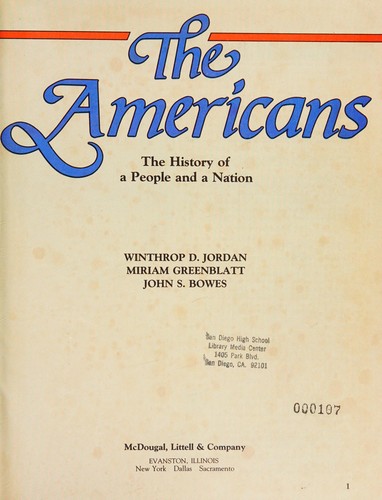 Cover of The Americans, the history of a people and a nation