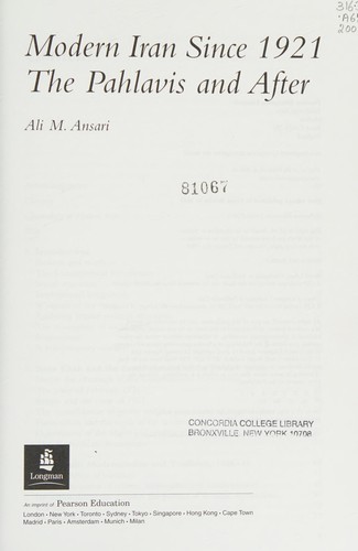 Cover of Modern Iran since 1921