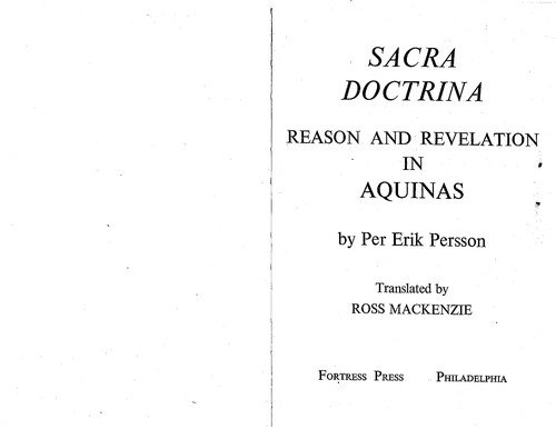 Cover of Sacra doctrina: reason and revelation in Aquinas