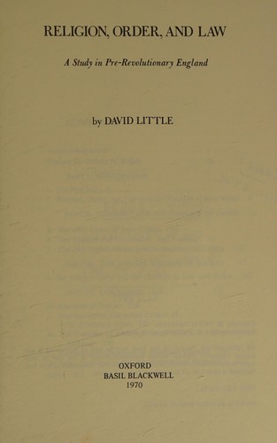 Cover of Religion, order, and law