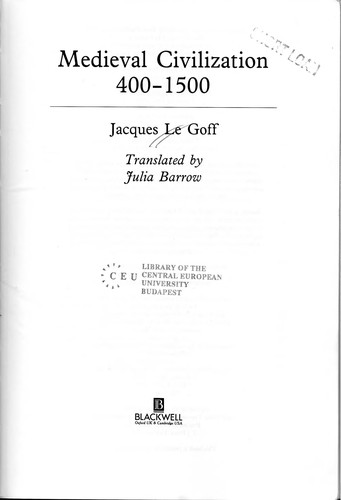 Cover of Medieval civilization, 400-1500
