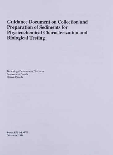 Cover of Guidance document on collection and preparation of sediments for physicochemical characterization and biological testing