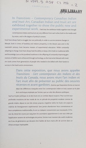 Cover of Art Contemporain Des Indiens Et Des Inuits Du Canada