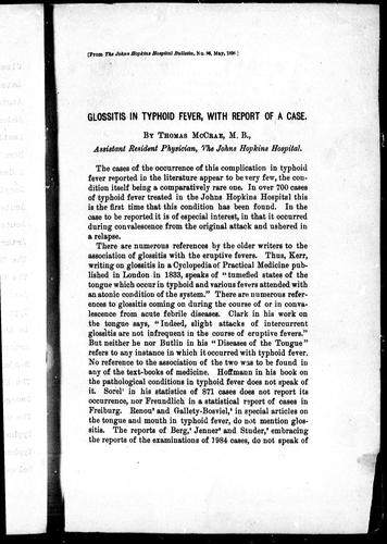 Cover of Glossitis in typhoid fever