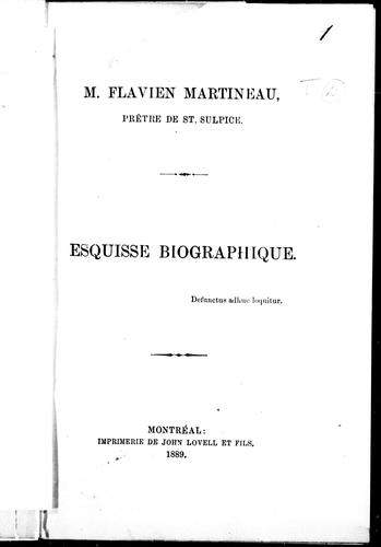 Cover of M. Flavien Martineau, prêtre de St. Sulpice