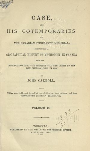 Cover of Case and his cotemporaries, or, The Canadian itinerants' memorial