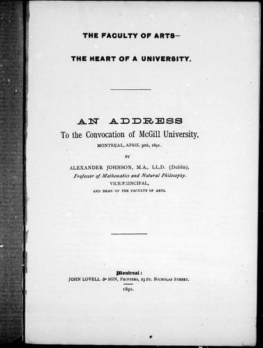 Cover of The faculty of arts, the heart of a university