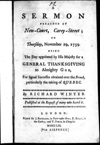 Cover of A sermon preached at New-Court, Carey-Street, on Thursday, November 29, 1759