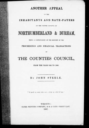 Cover of Another appeal to the inhabitants and rate-payers of the United Counties of Northumberland and Durham