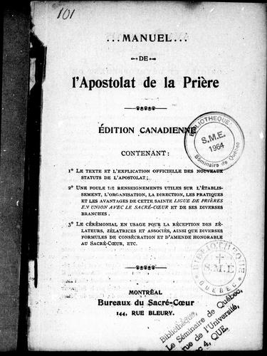 Cover of Manuel de l'Apostolat de la prière