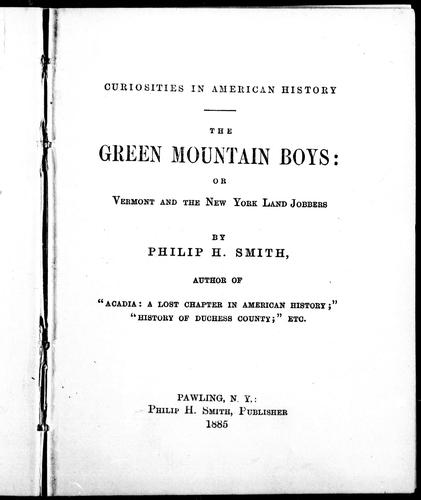 Cover of The Green Mountain boys, or, Vermont and the New York land jobbers