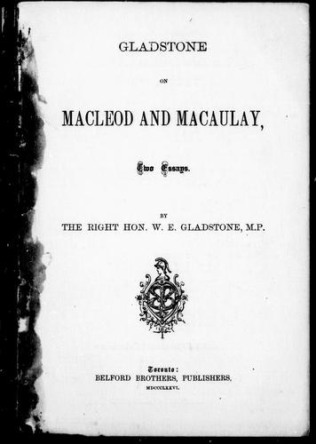 Cover of Gladstone on Macleod and Macaulay