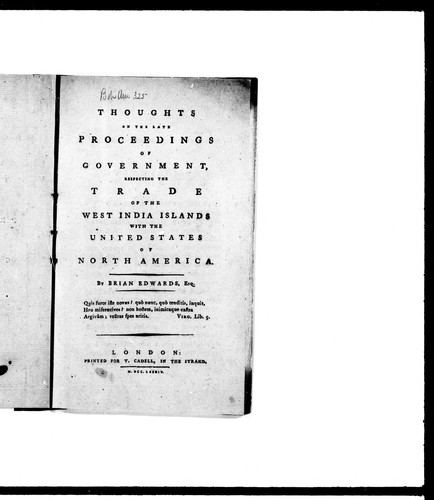 Cover of Thoughts on the late proceedings of government