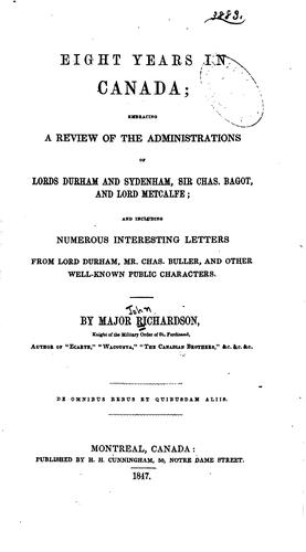 Cover of Eight years in Canada