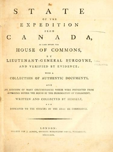 Cover of A state of the expedition from Canada
