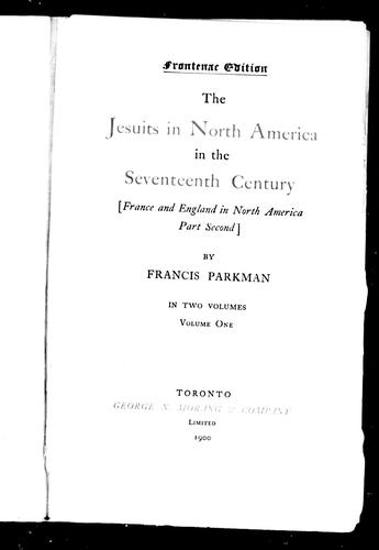 Cover of The Jesuits in North America in the seventeenth century