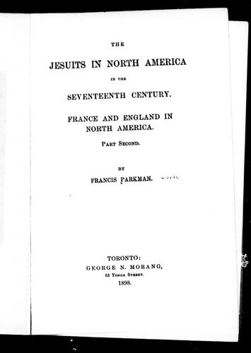 Cover of The Jesuits in North America in the seventeenth century