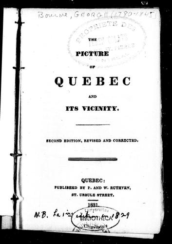Cover of The picture of Quebec and its vicinity