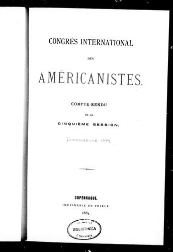 Cover of Congrès international des américanistes