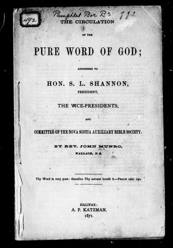 Cover of The circulation of the pure word of God