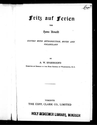 Cover of Fritz auf Ferien