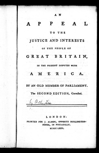 Cover of An appeal to the justice and interests of the people of Great Britain, in the present disputes with America