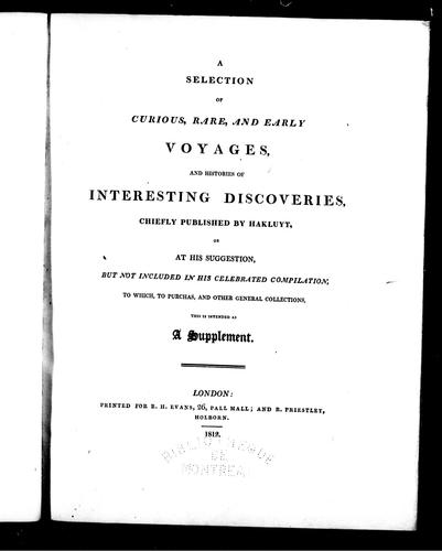 Cover of A selection of curious, rare and early voyages ..
