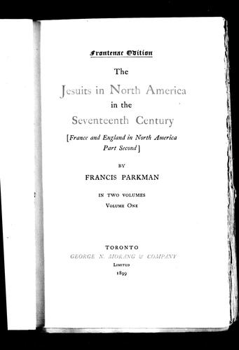 Cover of The Jesuits in North America in the seventeenth century