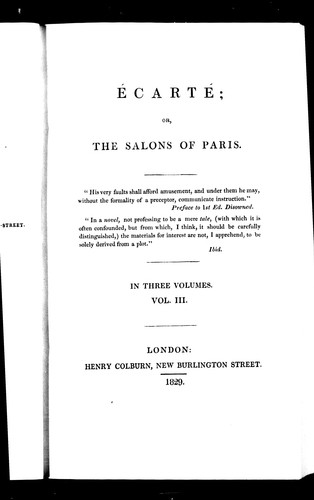 Cover of Ecarté, or, The salons of Paris