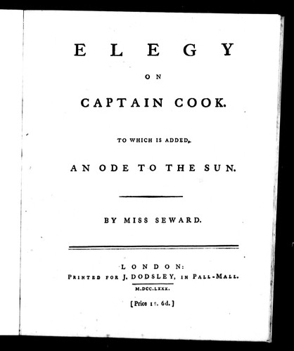 Cover of Elegy on Captain Cook