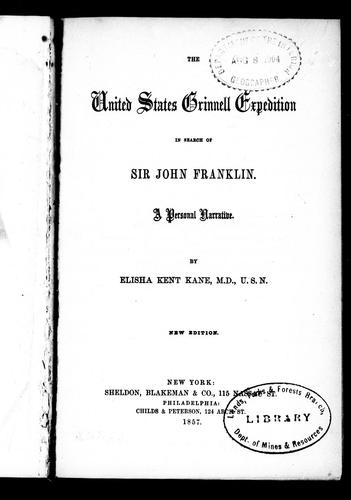Cover of The United States Grinnell expedition in search of Sir John Franklin