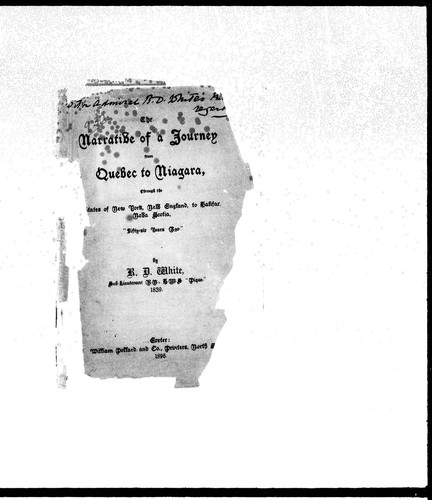 Cover of The narrative of a journey from Quebec to Niagara