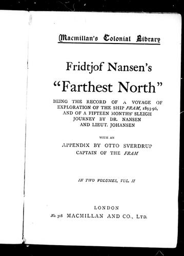 Cover of Fridtjof Nansen's "Farthest north"