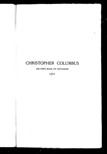Cover of Christopher Columbus, his own book of privileges, 1502
