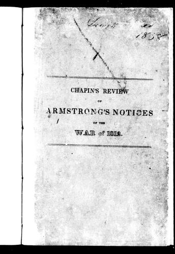 Cover of Chapin's review of Armstrong's Notices of the War of 1812