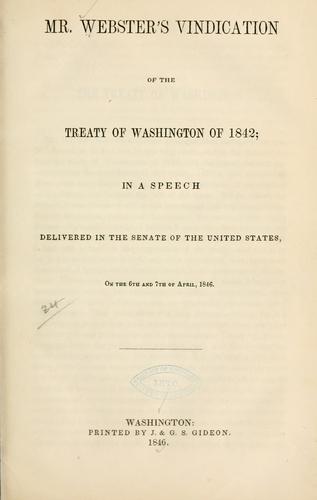 Cover of Mr. Webster's vindication of the Treaty of Washington of 1842