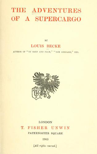 Cover of The adventures of a supercargo