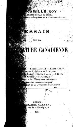 Cover of Essais sur la littérature canadienne