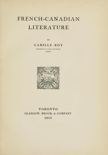 Cover of French-Canadian literature