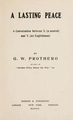 Cover of A lasting peace