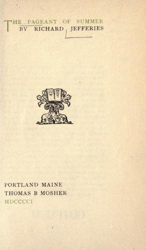 Cover of The pageant of summer