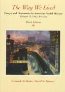 Cover of The Way We Lived: Essays and Documents in American Social History