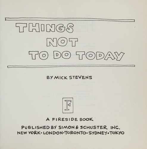 Cover of Things not to do today